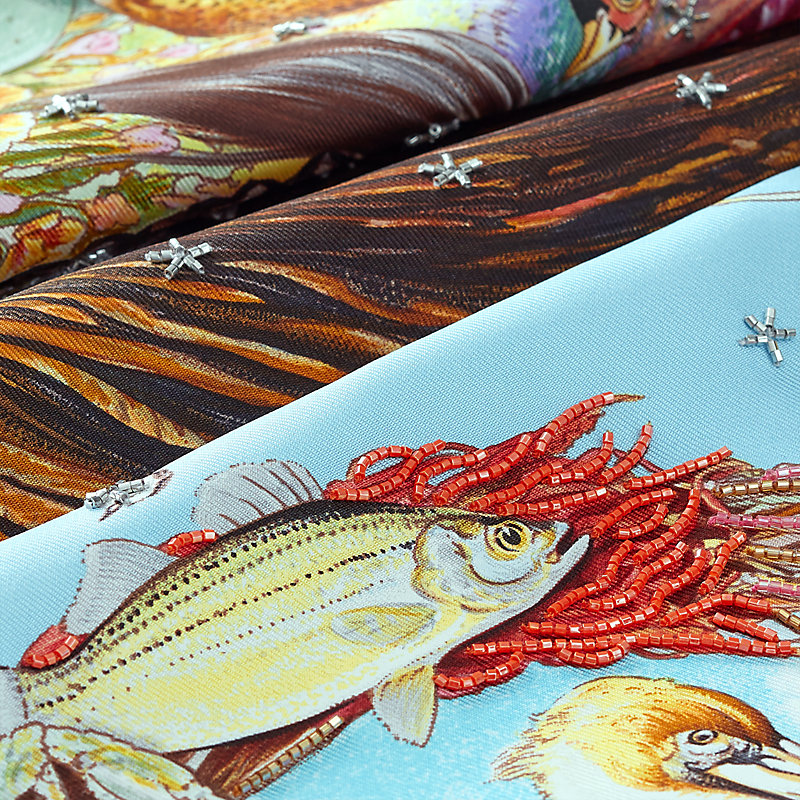 Faune et Flore du Texas embroidered scarf 90 | Hermès USA